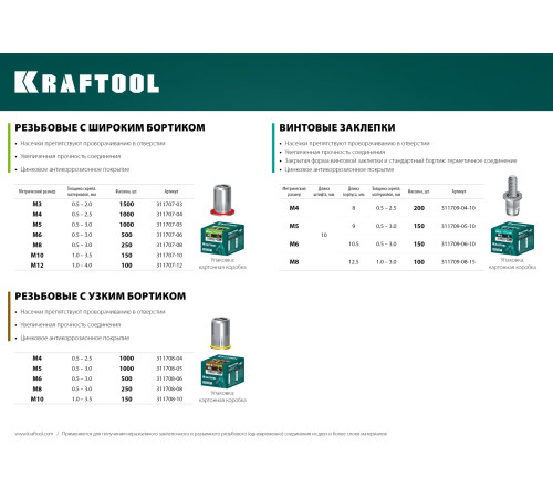 KRAFTOOL Alu (Al5052), 2.4 x 6 мм, 1000 шт, алюминиевые заклепки (311701-24-06) купить в Сочи KRAFTOOL Alu (Al5052), 2.4 x 6 мм, 1000 шт, алюминиевые заклепки (311701-24-06) купить в Сочи