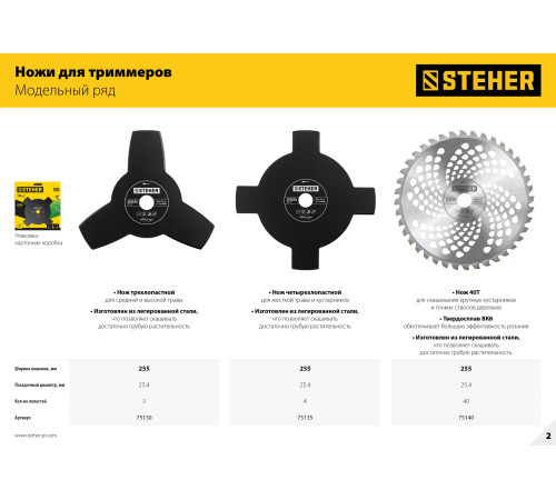 STEHER TB-4, 255 мм, 4T, нож для триммера (75135) купить в Сочи STEHER TB-4, 255 мм, 4T, нож для триммера (75135) купить в Сочи