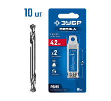 ЗУБР Профессионал 4.2х55мм, Сверло двухстороннее по металлу Проф-А, сталь Р6М5, класс А, 10шт