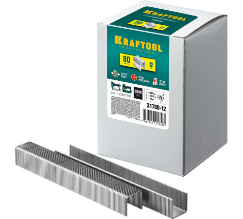 KRAFTOOL тип 21GA (80/Pr A/Senco AT) 12 мм, 5000 шт, скобы для степлера (31780-12) купить в Сочи KRAFTOOL тип 21GA (80/Pr A/Senco AT) 12 мм, 5000 шт, скобы для степлера (31780-12) купить в Сочи