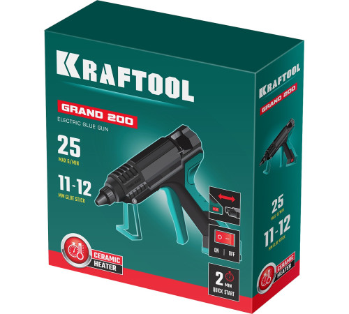 KRAFTOOL Grand 200, d 11 - 12 мм, 25 г/мин, электрический термоклеевой пистолет (06839) купить в Сочи KRAFTOOL Grand 200, d 11 - 12 мм, 25 г/мин, электрический термоклеевой пистолет (06839) купить в Сочи