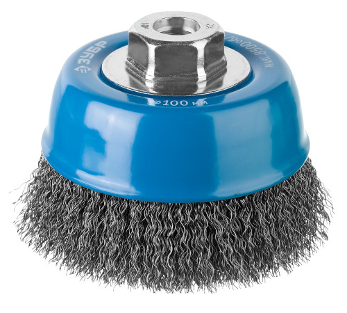 ЗУБР 100 мм, витая, стальная проволока 0.3 мм, чашечная щетка-крацовка для УШМ, Профессионал (35261-100) купить  в Сочи