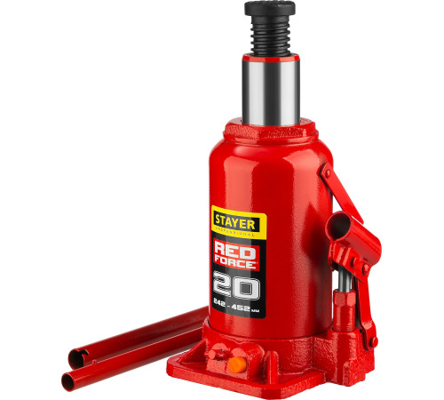STAYER RED FORCE, 20 т, 242 - 452 мм, бутылочный гидравлический домкрат, Professional (43160-20) купить  в Сочи