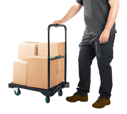 KRAFTOOL до 150 кг, платформа 68.0 х 49.5 см, складная рукоятка, складные колеса d 10 см, вес - 9.3 кг, платформенная тележка (38780-150) купить  в Сочи