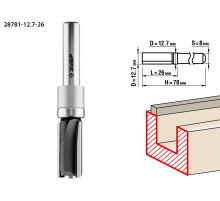 ЗУБР 12.7 x 26 мм, хвостовик 8 мм, фреза пазовая прямая с верхним подшипником, Профессионал (28781-12.7-26)