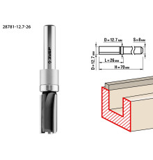 ЗУБР 12.7 x 26 мм, хвостовик 8 мм, фреза пазовая прямая с верхним подшипником, Профессионал (28781-12.7-26)