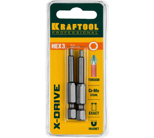 KRAFTOOL X-Drive Hex 3, 50 мм, 2 шт, торсионные биты (26127-3-50-2) купить в Сочи KRAFTOOL X-Drive Hex 3, 50 мм, 2 шт, торсионные биты (26127-3-50-2) купить в Сочи