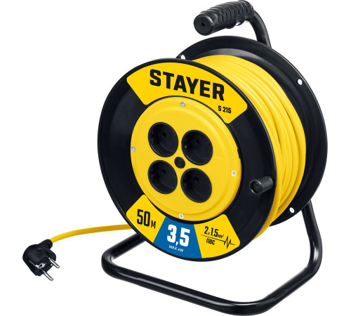 STAYER S-215, ПВС, 2 х 1.5 мм2, 50 м, 3500 Вт, силовой удлинитель на катушке (55072-50) купить в Сочи STAYER S-215, ПВС, 2 х 1.5 мм2, 50 м, 3500 Вт, силовой удлинитель на катушке (55072-50) купить в Сочи