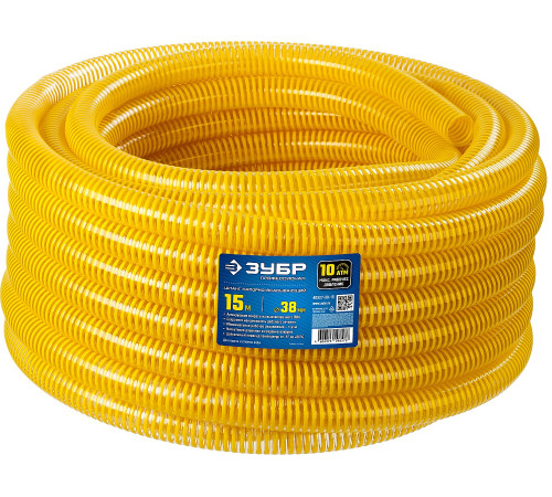 ЗУБР 38 мм x 15 м, 10 атм, со спиралью ПВХ, напорно-всасывающий шланг, ПРОФЕССИОНАЛ (40327-38-15) купить  в Сочи