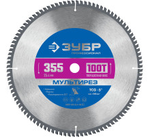 ЗУБР Мультирез, 355 х 25.4 мм, 100Т, пильный диск по алюминию, Профессионал (36907-355-25.4-100)