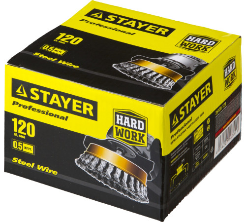 STAYER 120 мм, жгутированная стальная проволока 0.5 мм, чашечная щетка-крацовка для УШМ, Professional (35128-120) купить  в Сочи