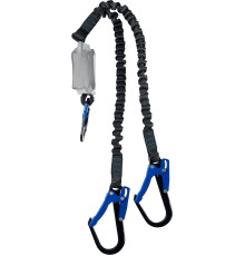 ЗУБР ПЕРЕВАЛ стальные карабины с полимерным покрытием, эластичный, L- 1.42м, разрывной ленточный амортизатор, двухплечный строп, Профессионал (11596)