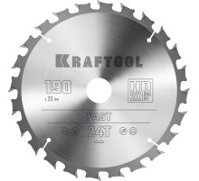KRAFTOOL Fast, 190 х 20 мм, 24Т, пильный диск по дереву (36950-190-20)