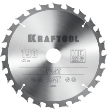 KRAFTOOL Fast, 190 х 20 мм, 24Т, пильный диск по дереву (36950-190-20)