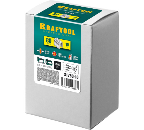 KRAFTOOL тип 21GA (80/Pr A/Senco AT) 10 мм, 5000 шт, скобы для степлера (31780-10) купить в Сочи KRAFTOOL тип 21GA (80/Pr A/Senco AT) 10 мм, 5000 шт, скобы для степлера (31780-10) купить в Сочи