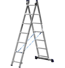 СИБИН 7 ступеней, со стабилизатором, алюминиевая, двухсекционная лестница (38823-07)