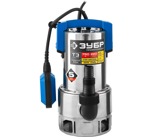 ЗУБР 750 Вт, дренажный насос для грязной воды, корпус - нерж. сталь, Профессионал (НПГ-Т3-750-С) купить  в Сочи
