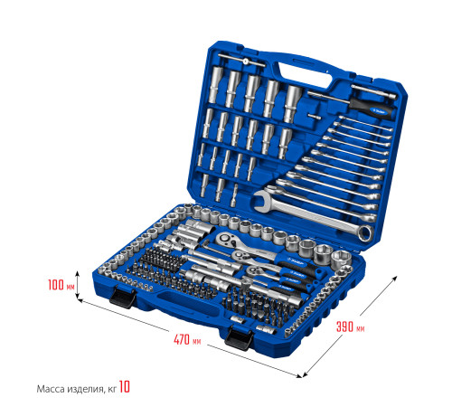 ЗУБР А-216, 216 предм., (1/2″+ 3/8″+ 1/4″), универсальный набор инструмента, Профессионал (27674-H216) купить  в Сочи