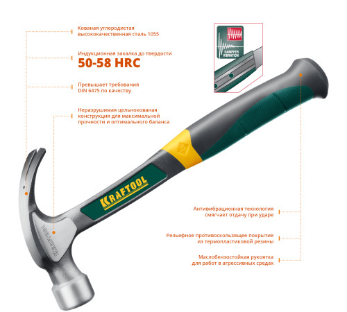 KRAFTOOL Thor, 560 г, цельнокованый столярный молоток-гвоздодёр (20270) купить в Сочи KRAFTOOL Thor, 560 г, цельнокованый столярный молоток-гвоздодёр (20270) купить в Сочи