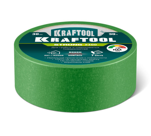 KRAFTOOL #300 Strong 38 мм х 30 м, для грубых и шероховатых поверхностей, малярная лента (12103-38) купить  в Сочи
