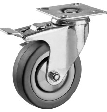 ЗУБР d 75 мм, г/п 50 кг, резина/полипропилен, поворотное колесо c тормозом (30956-75-B)