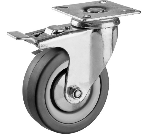 ЗУБР d 75 мм, г/п 50 кг, резина/полипропилен, поворотное колесо c тормозом (30956-75-B) купить  в Сочи