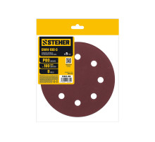 STEHER DWH-180-S 180 мм, Р80, шлифовальный круг на липучке, 8 отв., 5 шт. (35682-080)