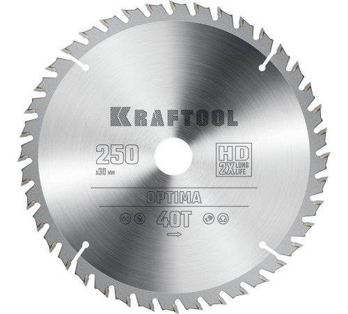 KRAFTOOL Optima, 250 х 30 мм, 40Т, пильный диск по дереву (36951-250-30) купить в Сочи KRAFTOOL Optima, 250 х 30 мм, 40Т, пильный диск по дереву (36951-250-30) купить в Сочи