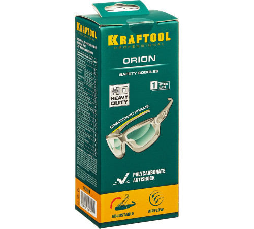 KRAFTOOL ORION, открытого типа, прозрачные, стекло с антибликовым покрытием, защитные очки с непрямой вентиляцией (110305) купить  в Сочи