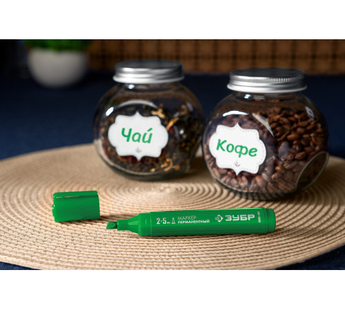 ЗУБР МП-300К зеленый, 2-5 мм, клиновидный перманентный маркер (06323-4) купить  в Сочи