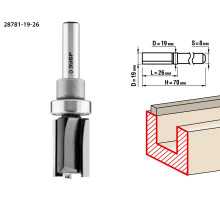 ЗУБР 19 x 26 мм, хвостовик 8 мм, фреза пазовая прямая с верхним подшипником, Профессионал (28781-19-26)