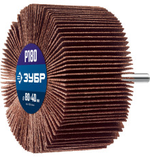 ЗУБР d 80 x 40 мм, P180, на шпильке d 6 мм, круг шлифовальный лепестковый, Профессионал (36604-180)