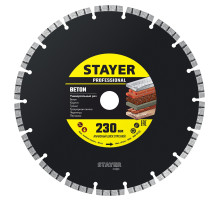 STAYER BETON d230 мм (22. х 7 х 2.4 мм), сегментный алмазный диск, PROFESSIONAL (3660-230)