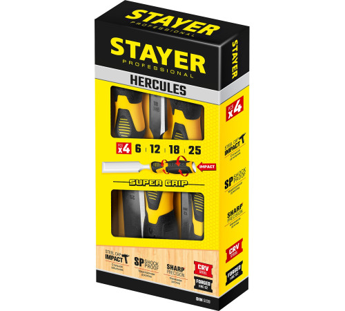 STAYER Hercules, 4 предм, набор стамесок-долот, Professional (18205-H4) купить в Сочи STAYER Hercules, 4 предм, набор стамесок-долот, Professional (18205-H4) купить в Сочи