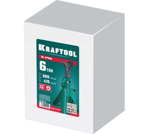 KRAFTOOL S-PIN, 6 т, 415 - 605 мм, усиленная страховочная подставка со штифтом (43465-6) купить  в Сочи