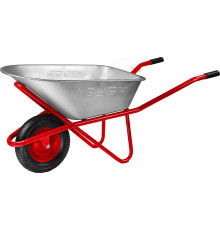 ЗУБР Т-12, 90 л, 180 кг, одноколесная, пневматическое колесо, строительная тачка (39960)