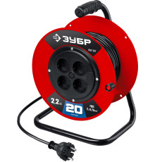 ЗУБР ПВС-207, ПВС, 2 х 0.75 мм2, 20 м, 2200 Вт, удлинитель на катушке (55083-20)