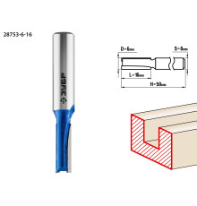 ЗУБР 6 x 16 мм, хвостовик 8 мм, фреза пазовая прямая, Профессионал (28753-6-16)