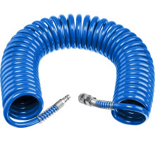 ЗУБР 15 м, 6 х 8 мм, 15 бар, воздушный спиральный шланг с фитингами рапид, Профессионал (6473-15)