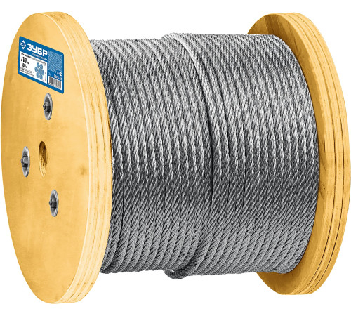 ЗУБР DIN 3066, свивка 6 х 37 + IWR, 10 мм, L 60 м, грузоподъемный стальной трос, Профессионал (30417-10) купить  в Сочи