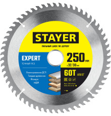 STAYER Expert, 250 x 32/30 мм, 60Т, точный рез, пильный диск по дереву (3682-250-32-60)