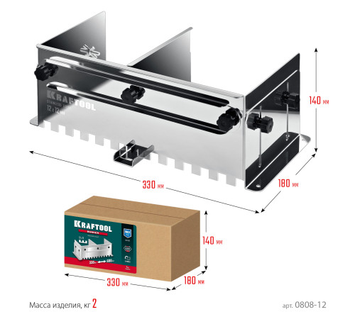 KRAFTOOL BUNKER зуб 12*12 мм, до 600 мм, нерж. сталь, Раздвижная гребенка для плитки (0808-12) купить  в Сочи