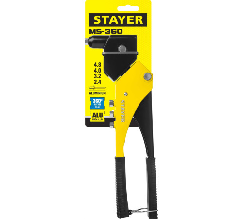 STAYER MS-360, 0 - 360°, 2.4 - 4.8 мм, 280 мм, поворотный заклёпочник (3110) купить в Сочи STAYER MS-360, 0 - 360°, 2.4 - 4.8 мм, 280 мм, поворотный заклёпочник (3110) купить в Сочи