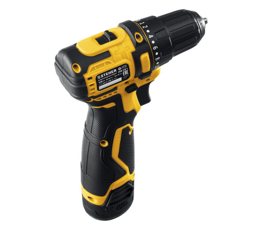 STEHER 12 В, 35 Н·м, 2 АКБ (2 А·ч), бесщеточная дрель-шуруповерт, кейс (CDB-120-2) купить в Сочи STEHER 12 В, 35 Н·м, 2 АКБ (2 А·ч), бесщеточная дрель-шуруповерт, кейс (CDB-120-2) купить в Сочи