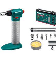 KRAFTOOL Multi torch, 30 - 150 Вт, 1300°С, набор 8 в 1: горелка, фен, пьезоподжиг, газовый паяльник (55506-H8)