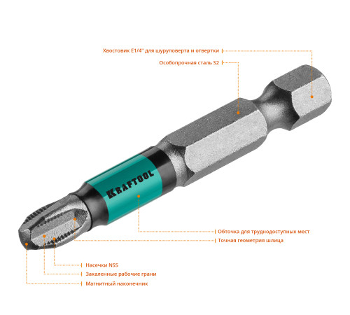 KRAFTOOL Optimum, PH3, 50 мм, 10 шт, биты (26122-3-50-10) купить  в Сочи