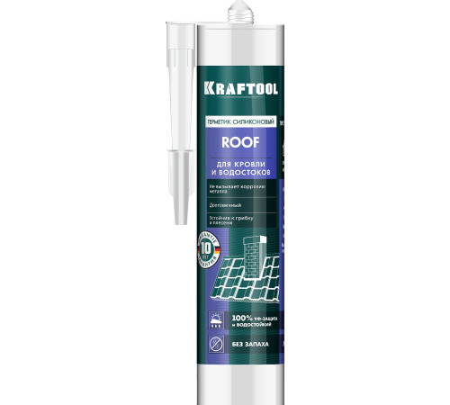 KRAFTOOL ROOF, 300 мл, прозрачный, кровельный силиконовый герметик (41258-2) купить  в Сочи