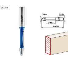 ЗУБР 6 x 19 мм, хвостовик 8 мм, фреза кромочная прямая со сверлом, Профессионал (28726-6)