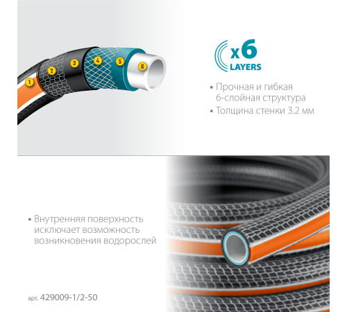 GRINDA ULTRA 6, 1/2″, 50 м, 30 атм, шестислойный, двойное армирование, поливочный шланг, PROLine (429009-1/2-50) купить в Сочи GRINDA ULTRA 6, 1/2″, 50 м, 30 атм, шестислойный, двойное армирование, поливочный шланг, PROLine (429009-1/2-50) купить в Сочи