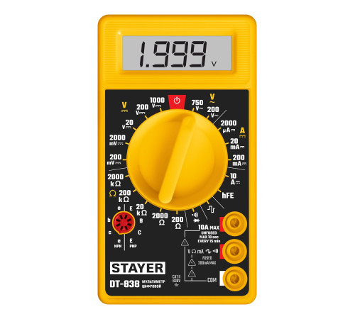 STAYER DT-838 Цифровой мультиметр (45306) купить в Сочи STAYER DT-838 Цифровой мультиметр (45306) купить в Сочи
